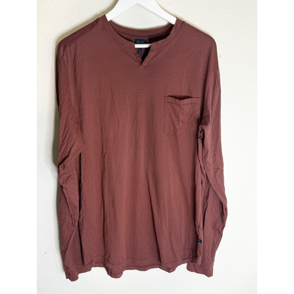 Good Man Brand Victory V-Neck Long Sleeve Pocket T-Shirt Burnt Orange Size XL